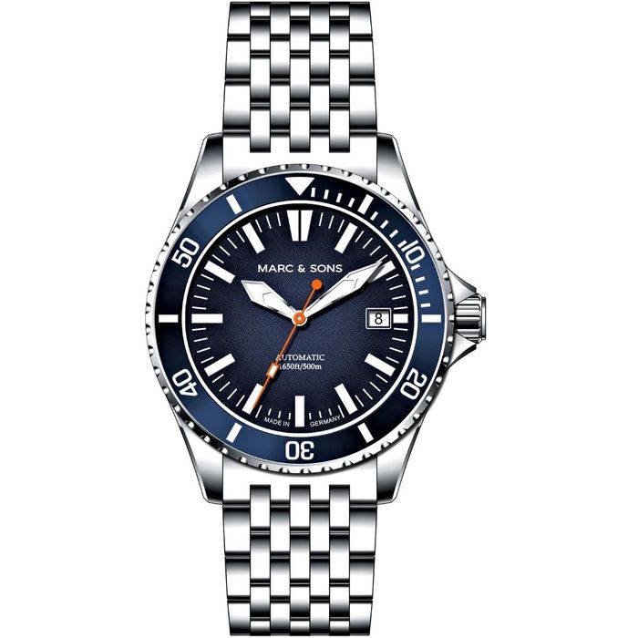 Marc & Sons Professional IV Automatic Diver Men's Watch 42mm Blue Bezel/Blue Dial MSD-049-2WQ